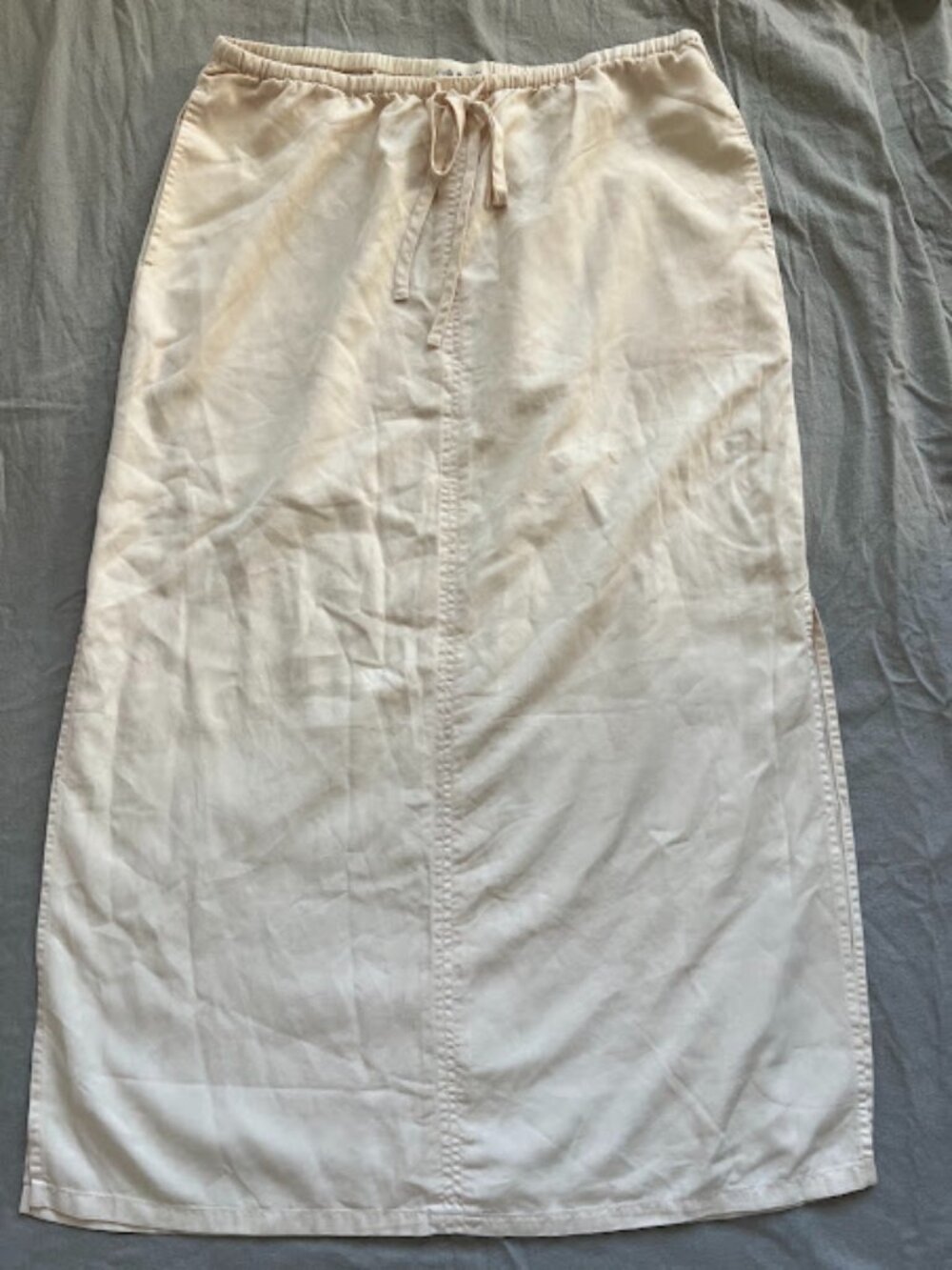 Cloth & Stone Beige Drawstring Maxi Side Slits Skirt Size Medium